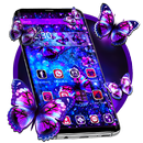 Galaxy Sparkle Purple Butterfly Theme APK