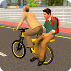 Virtual Grandpa: School Kids Bicycle Transport Fun ikon
