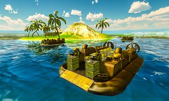 Army Hovercraft Water Cargo Boat – Transport Game syot layar 1