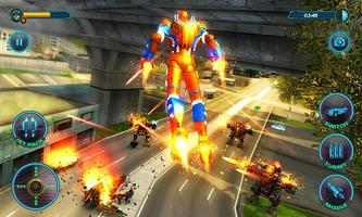 Iron Superhero Flying Robot Car: Grand City Battle screenshot 1