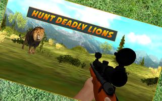 chasse lion de sniper Affiche