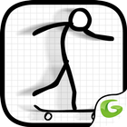 Impresionante patinador Stickm icono