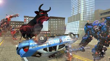 Angry Robot Bull Fighting : Transform Robot Games poster
