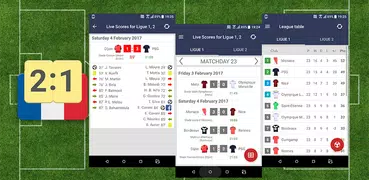 Live Scores for Ligue 1 France