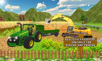 Farm Tractor Transportation 3D Affiche