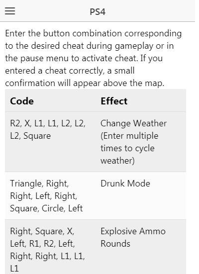 gta 5 ps4 cheats