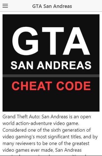 Codes for GTA San Andreas APK for Android Download