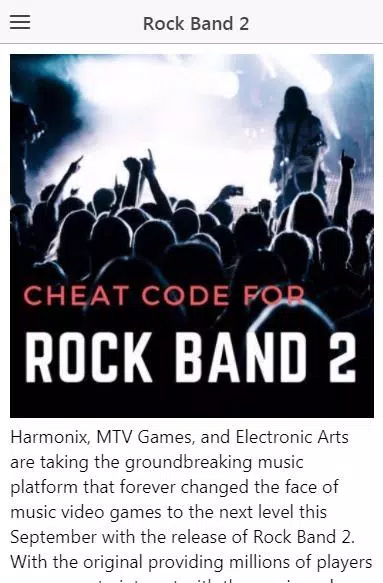 Cheat code for Rock Band 2 Games APK per Android Download
