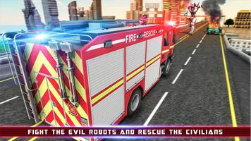 Fire Truck Games Rescue Robot ภาพหน้าจอ 2