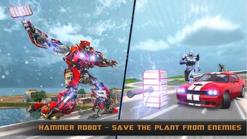 Real Robot Transformation – Hammer Superhero Game capture d'écran 1