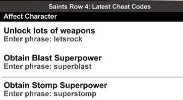 Cheat Codes for Saints Row 4 الملصق