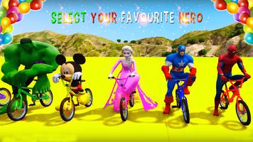 Superheroes Tricky Bicycle Stunts: Offroad Racing capture d'écran 1