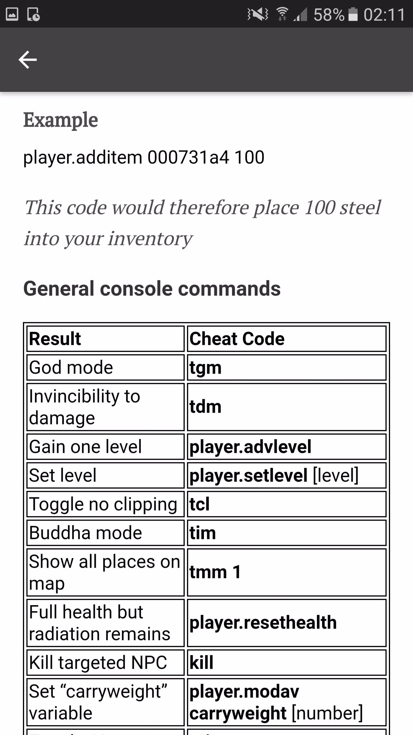 Fallout 4 console commands and cheats