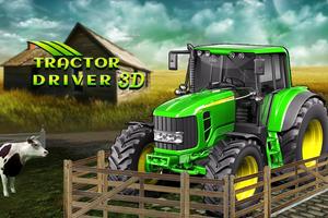 Conducteur de tracteur de ferme rurale 3d Affiche