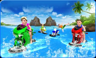 Kids Water Surfing Bike Racing capture d'écran 1