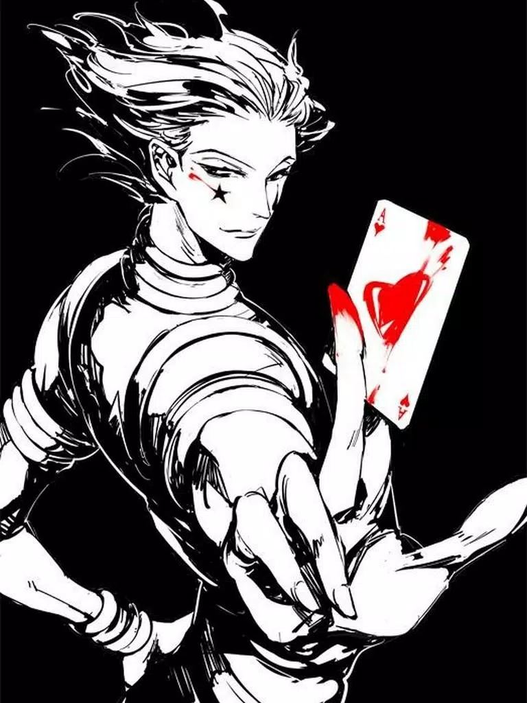 Wallpaper card, black background, hunter, Hisoka, Hunter x hunter