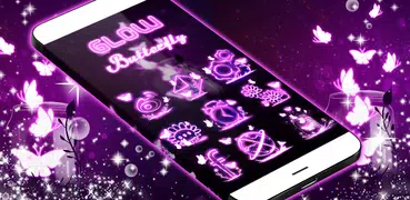 Glowy Butterflies Launcher Theme