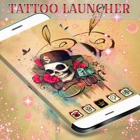 Skull Tattoo Launcher Theme captura de pantalla 1