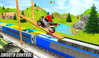 Tricky Bike Stunt On Train Affiche