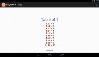 Simple Math Tables Multiply captura de pantalla 3