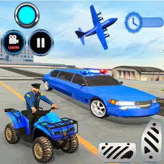 US Police limousine Car Quad Bike Transporter Game APK download