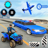 US Police limousine Car Quad Bike Transporter Game आइकन