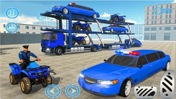 US Police limousine Car Quad Bike Transporter Game Screenshot 1