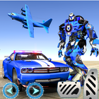 US Police Plane Robot Car Bike أيقونة