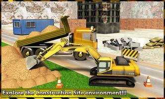 City Construction Excavator 3D Affiche