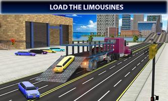 Limousine Car Transport Truck 3D Transporter Games پوسٹر