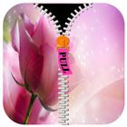 Pink Rose Zipper Screen Lock أيقونة