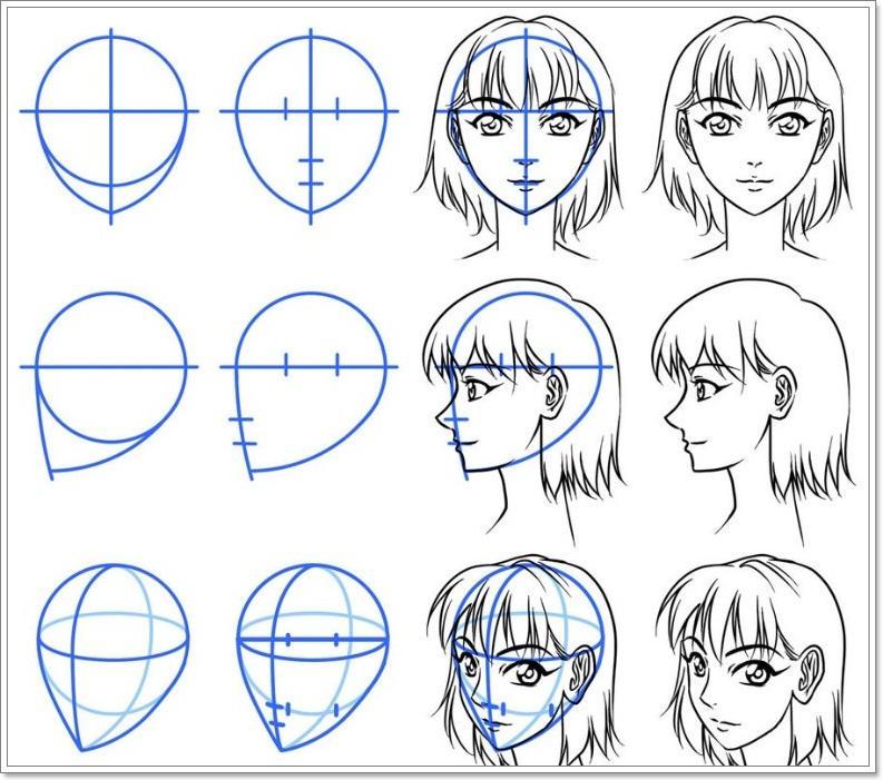 Anime Drawing Step By Step Easy : Female Anime Character Face Drawing