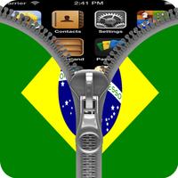 Brazil Flag Zipper Screenlock الملصق