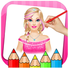 Girls Coloring Book & Drawing Book Game icône