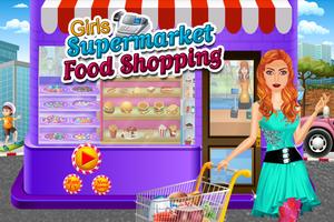 Girl Supermarket Food Shopping পোস্টার