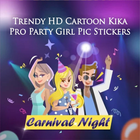 Trendy HD Cartoon Kika Pro Party Girl Pic Stickers icône