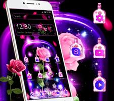 Purple Glowing Flower Theme plakat