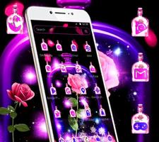 Purple Glowing Flower Theme اسکرین شاٹ 1