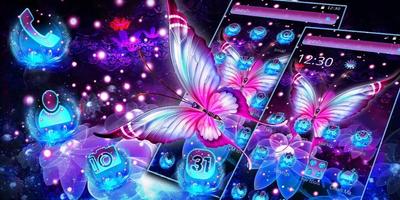 برنامه‌نما Glowing Purple Butterfly Theme عکس از صفحه