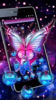 Glowing Purple Butterfly Theme Affiche