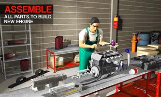 Mobil Montir Mesin Overhaul 3D-Car Mechanic Garage poster