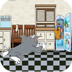 Tom salta y Jerry corre en la cocina