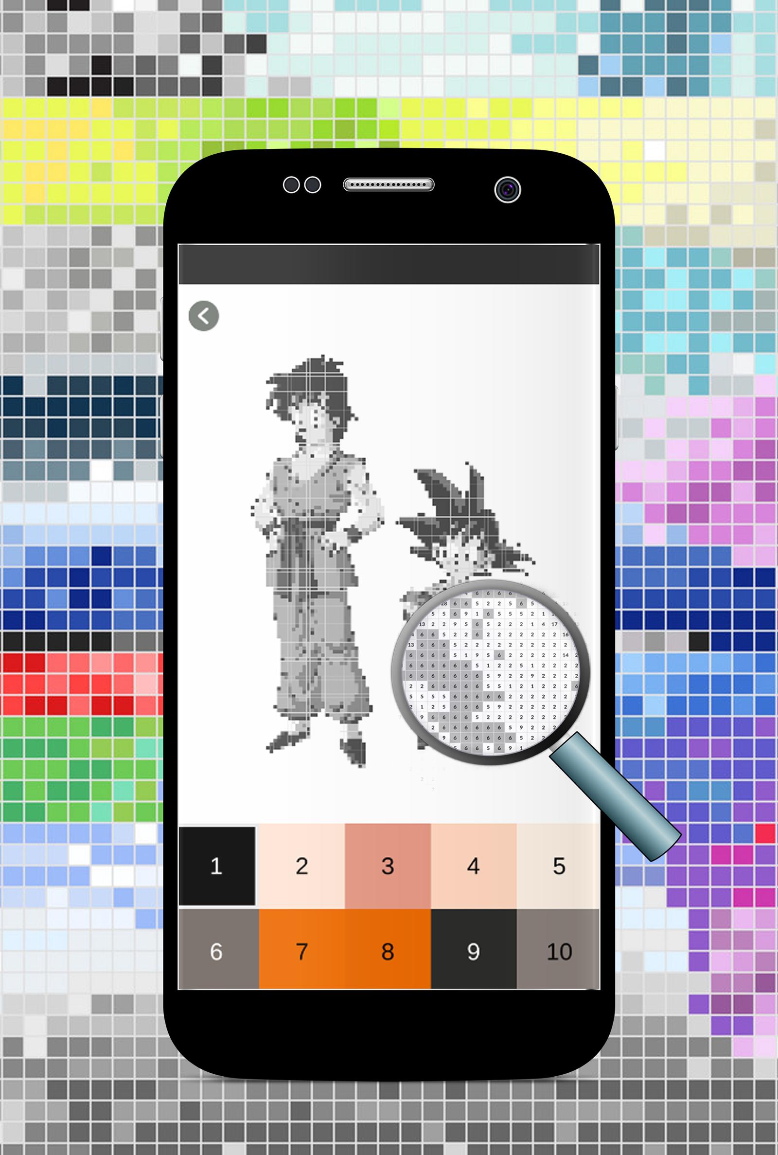 Coloring Goku By Number Dragonball Super Pixel Art For