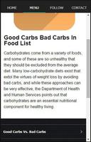 Good & Bad Carbs In Food List poster