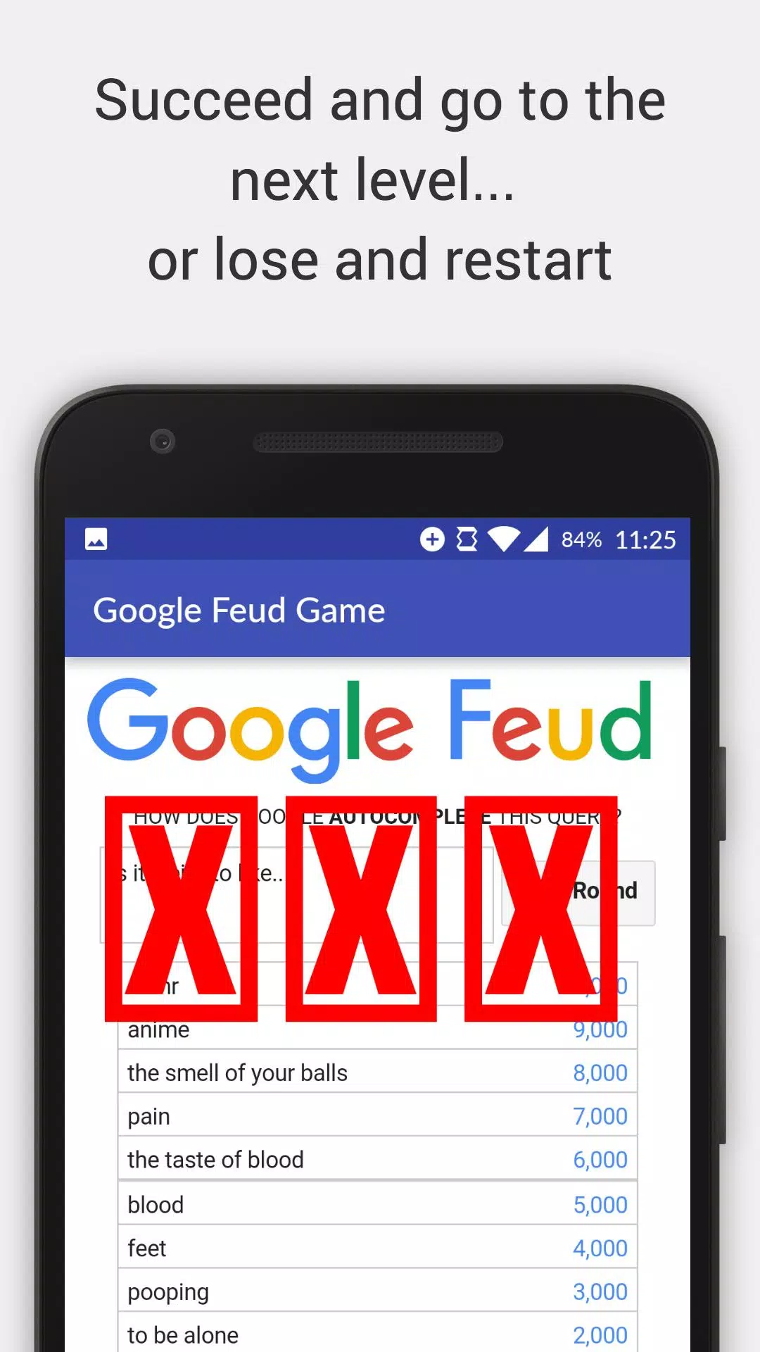 Google Feud Autocomplete Game