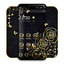 Tema de lujo de oro negro Rose APK