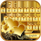 Gold Love theme for free Emoji Keyboard आइकन
