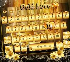 Gold Love theme for free Emoji Keyboard پوسٹر