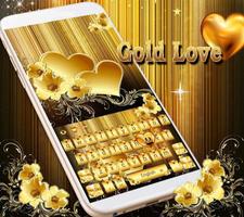 Gold Love theme for free Emoji Keyboard اسکرین شاٹ 1