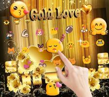 Gold Love theme for free Emoji Keyboard اسکرین شاٹ 2